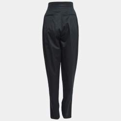 Pre Owned Yves Saint Laurent Black Cotton Pleated Trousers S