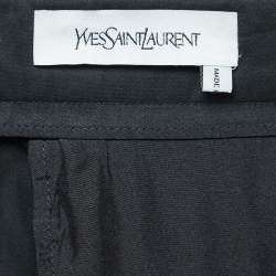 Pre Owned Yves Saint Laurent Black Cotton Pleated Trousers S