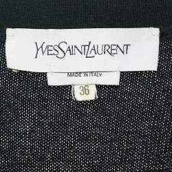 Pre Owned Yves Saint Laurent Black Real Fur Knit Button Front Cardigan S