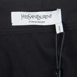 Pre Owned Yves Saint Laurent SS'11 Black Cotton Contrast Ruffle Detail Wrap Skirt M