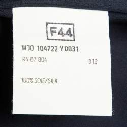 Pre Owned Yves Saint Laurent Vintage Navy Blue Ribbon Detail Blouse L