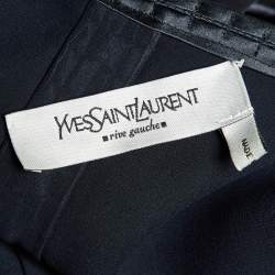 Pre Owned Yves Saint Laurent Vintage Navy Blue Ribbon Detail Blouse L