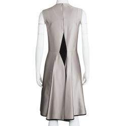 Pre Owned Yves Saint Laurent Colorblock Silk Flared Bottom Sleeveless Dress M