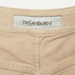 Pre Owned Yves Saint Laurent Vintage Beige Gabardine Cotton Trousers M