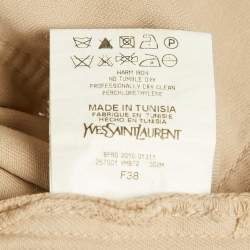 Pre Owned Yves Saint Laurent Vintage Beige Gabardine Cotton Trousers M