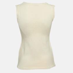 Pre Owned Yves Saint Laurent Vintage Cream Wool Sleeveless Sweater XS