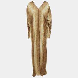 Yves Saint Laurent Edition Soir Multicolor Snake Print Silk Maxi Dress M