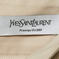 Pre Owned Yves Saint Laurent Beige Cotton Blend Side Detail Pencil Skirt M