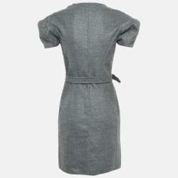 Pre Owned Yves Saint Laurent Vintage Grey Wool Belted Mini Dress S