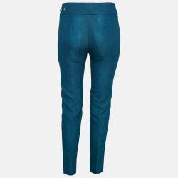 Yves Saint Laurent Vintage Blue Nylon Jacquard Trousers S