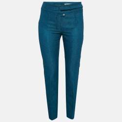 Yves Saint Laurent Vintage Blue Nylon Jacquard Trousers S