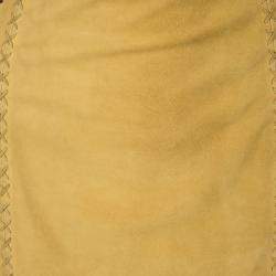 Pre Owned Yves Saint Laurent Paris Mustard Suede Contrast Trim Skirt S