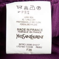 Pre Owned Yves Saint Laurent Purple Silk Cape Detail Maxi Dress S