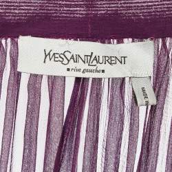 Pre Owned Yves Saint Laurent Purple Silk Cape Detail Maxi Dress S
