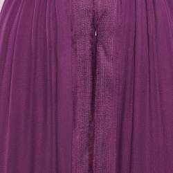 Pre Owned Yves Saint Laurent Purple Silk Cape Detail Maxi Dress S