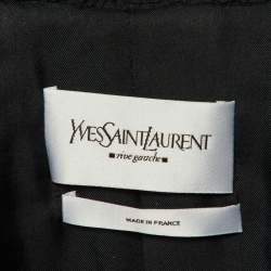 Pre Owned Yves Saint Laurent Black Velvet Ruffled Jacket S