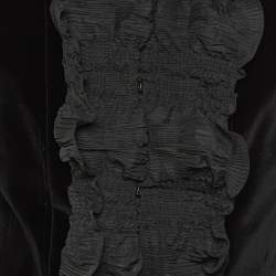 Pre Owned Yves Saint Laurent Black Velvet Ruffled Jacket S