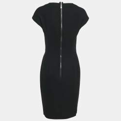 Pre Owned Yves Saint Laurent Vintage Black Wool V-Neck Short Dress M