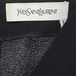 Pre Owned Yves Saint Laurent Vintage Black Wool V-Neck Short Dress M
