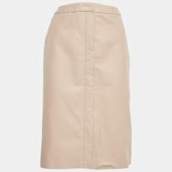 Yves Saint Laurent Vintage Beige Cotton Gabardine Knee-Length Skirt L