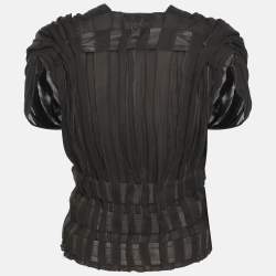 Pre Owned Yves Saint Laurent Dark Grey Silk Top M