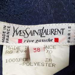 Pre Owned Yves Saint Laurent Blue Textured Crepe Lace Up Jumpsuit M