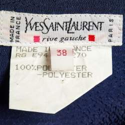 Pre Owned Yves Saint Laurent Blue Textured Crepe Lace Up Jumpsuit M