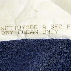 Pre Owned Yves Saint Laurent Blue Textured Crepe Lace Up Jumpsuit M