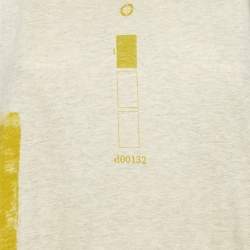 Pre Owned Yves Saint Laurent Paris Cream Printed Cotton Distressed T-Shirt L