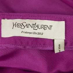 Pre Owned Yves Saint Laurent Magenta Pink Silk Halter Neck Top M