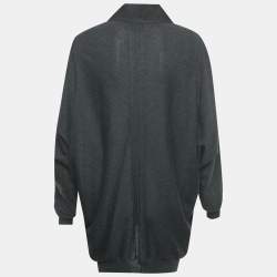 Pre Owned Yves Saint Laurent Grey Wool Long Cardigan S