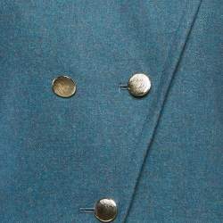 مملوكة مسبقًا طقم بليزر وتنورة إيف سان لوران فينتدج من صوف بلون تركواز مقاسات متوسط - كبير