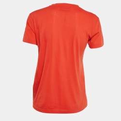 مملوكة مسبقًا Yves Saint Laurent Orange Logo Patch Cotton Half Sleeve T-Shirt M