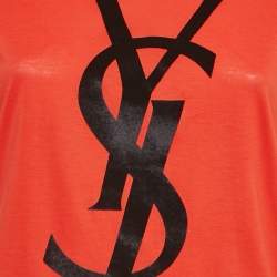 مملوكة مسبقًا Yves Saint Laurent Orange Logo Patch Cotton Half Sleeve T-Shirt M