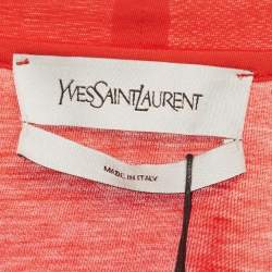 مملوكة مسبقًا Yves Saint Laurent Orange Logo Patch Cotton Half Sleeve T-Shirt M