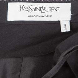 Pre Owned Yves Saint Laurent Paris Grey Wool High Waist Belted Pants M