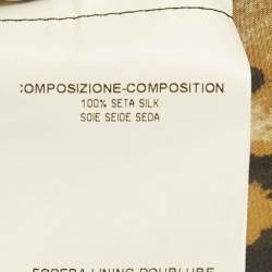 مملوكة مسبقًا فسستان سان لوران باريس حرير ساتان بني بنقشة فهد وياقة كاول مقاس كبير (لارج)