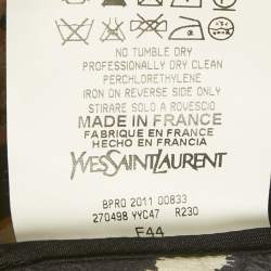 مملوكة مسبقًا فسستان سان لوران باريس حرير ساتان بني بنقشة فهد وياقة كاول مقاس كبير (لارج)