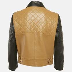 مملوكة مسبقًا Yves Saint Laurent Brown/Black Leather Zip-Up Jacket L