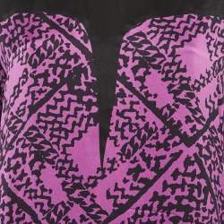 Pre Owned Yves Saint Laurent Purple Abstract Print Silk Cheongsam Dress M