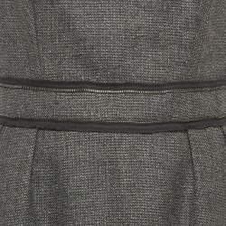 Pre Owned Yves Saint Laurent Grey Wool Blend Zip Detail Knee-Length Dress L