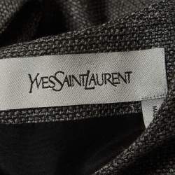 Pre Owned Yves Saint Laurent Grey Wool Blend Zip Detail Knee-Length Dress L