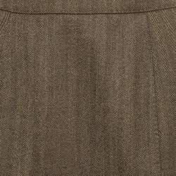 Pre Owned Yves Saint Laurent Brown Herringbone Tweed Mini Skirt S