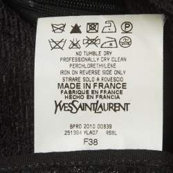 Pre Owned Yves Saint Laurent Black Tweed Mock Neck Mini Dress M