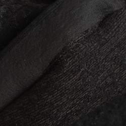 Pre Owned Yves Saint Laurent Black Tweed Mock Neck Mini Dress M