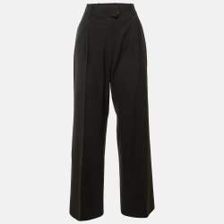 مملوكة مسبقًا بنطلون إيف سان لوران ريف غوش صوف أسود بقصة ساق مستقيمة مقاس صغير (سمول)