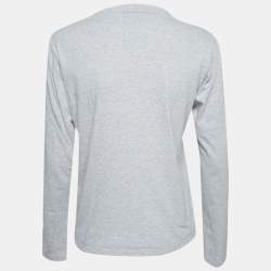 مملوكة مسبقًا Yves saint Laurent Grey Logo Embroidered T-Shirt S