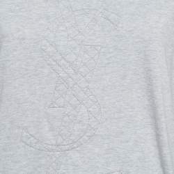 مملوكة مسبقًا Yves saint Laurent Grey Logo Embroidered T-Shirt S