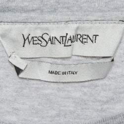 مملوكة مسبقًا Yves saint Laurent Grey Logo Embroidered T-Shirt S