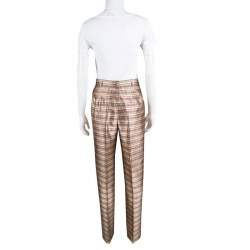 Pre Owned Yves Saint Laurent Paris Multicolor Striped Silk Brocade High Waist Pants M